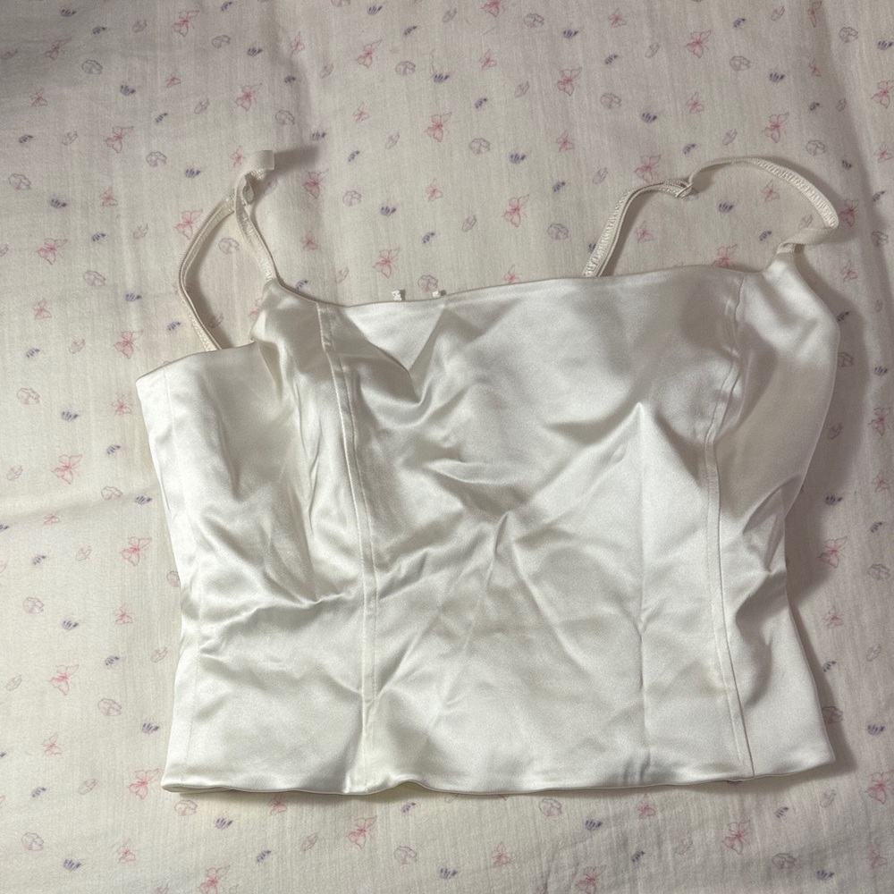 Aritzia Wilfred White Satin Top
